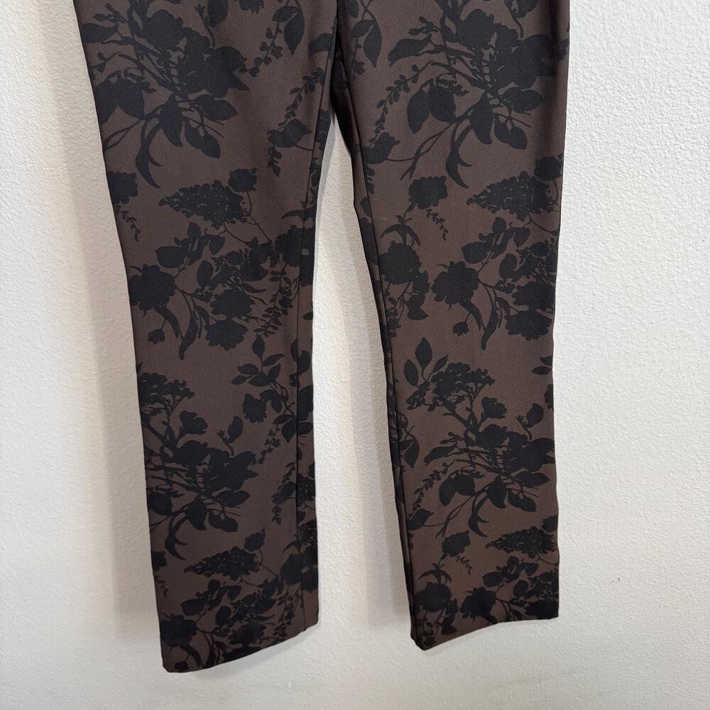 Theory Brown and Black Floral Silhouette Print Dress Pants Size 6 - Picture 4 of 7